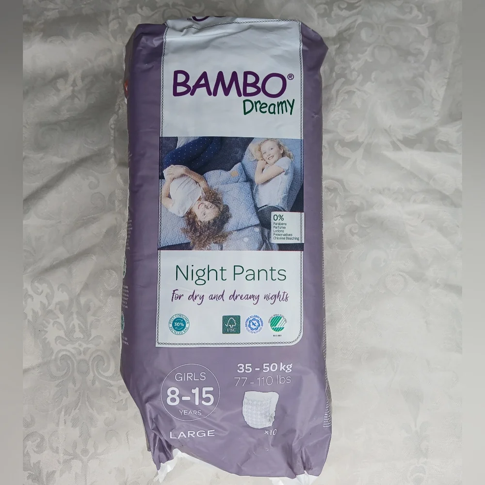 Bambo Dreamy Eco-Friendly Night Pants for Girls Age 8-15 Years, 77-110 lbs.